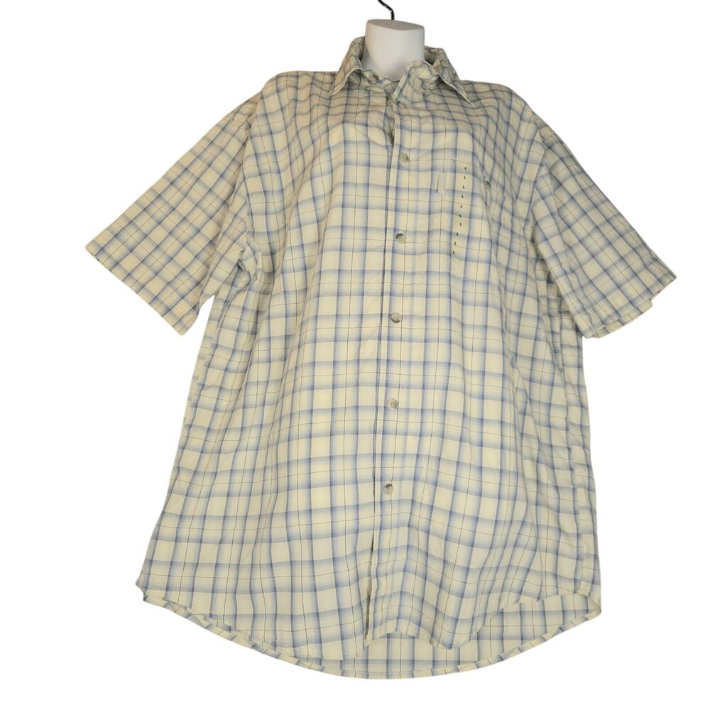 Woolrich Mens Large Button‎ Up Carson Shirt Plaid Short Sleeve Tidal Ombre NWT